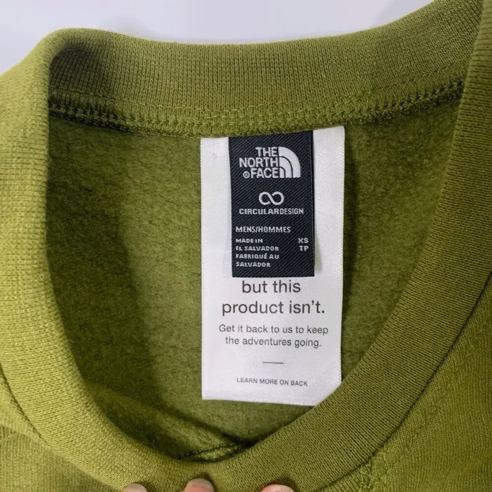 The North Face Sweatshirt Mens XS Extra Small Gecko Green Heritage Patch Crew